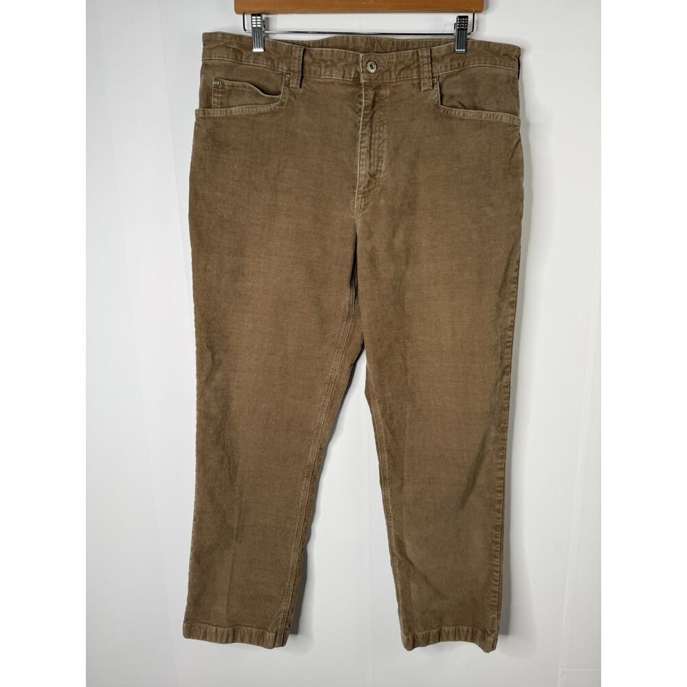 Duluth Trading Pants Mens 38x30 Standard Fit Straight Leg Corduroy Stretch Beige